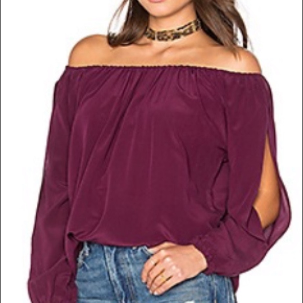 Chaser 100% silk off the shoulder top